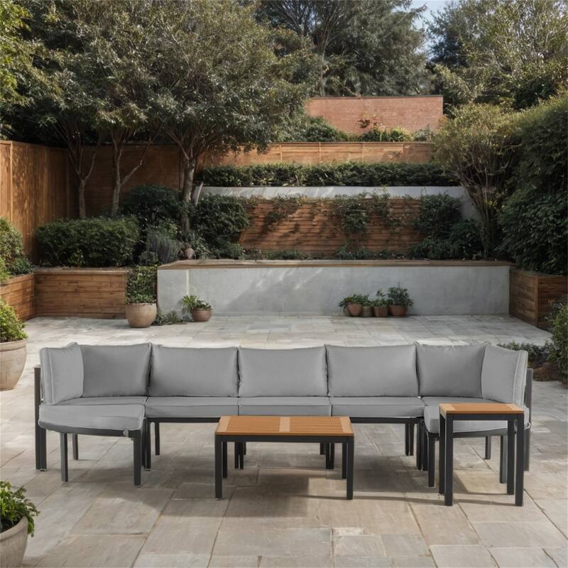 Outdoor Sectional Sofa Set with Cushions and Table for Patio