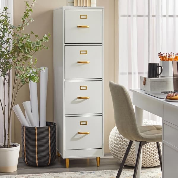 slide 2 of 6, Simple Living Erfjord 4-Drawer Filing Cabinet White