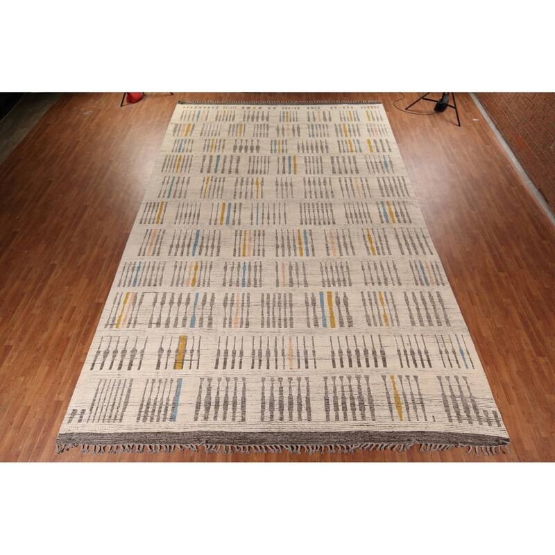 Earth Tone Moroccan Oriental Large Area Rug Hand-Knotted Wool Carpet - 11'6" x 18'4"