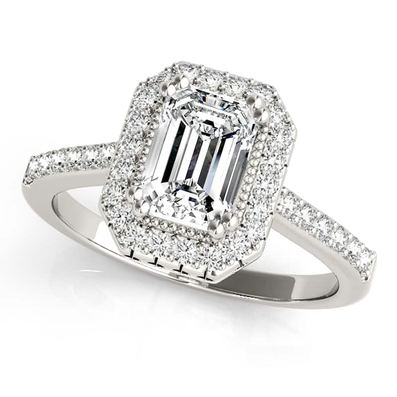 Auriya 14k White Gold Lab Grown Emerald Diamond Halo Engagement Ring 0.50 to 5.00 ct. tw. (F-G VS) - 1.75 ct. center - 7.5