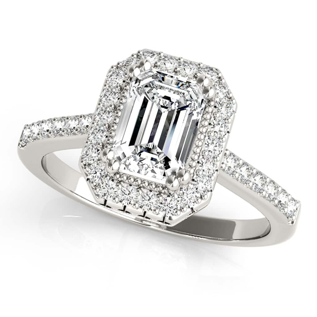 Auriya 14k White Gold Lab Grown Emerald Diamond Halo Engagement Ring 0.50 to 5.00 ct. tw. (F-G VS)