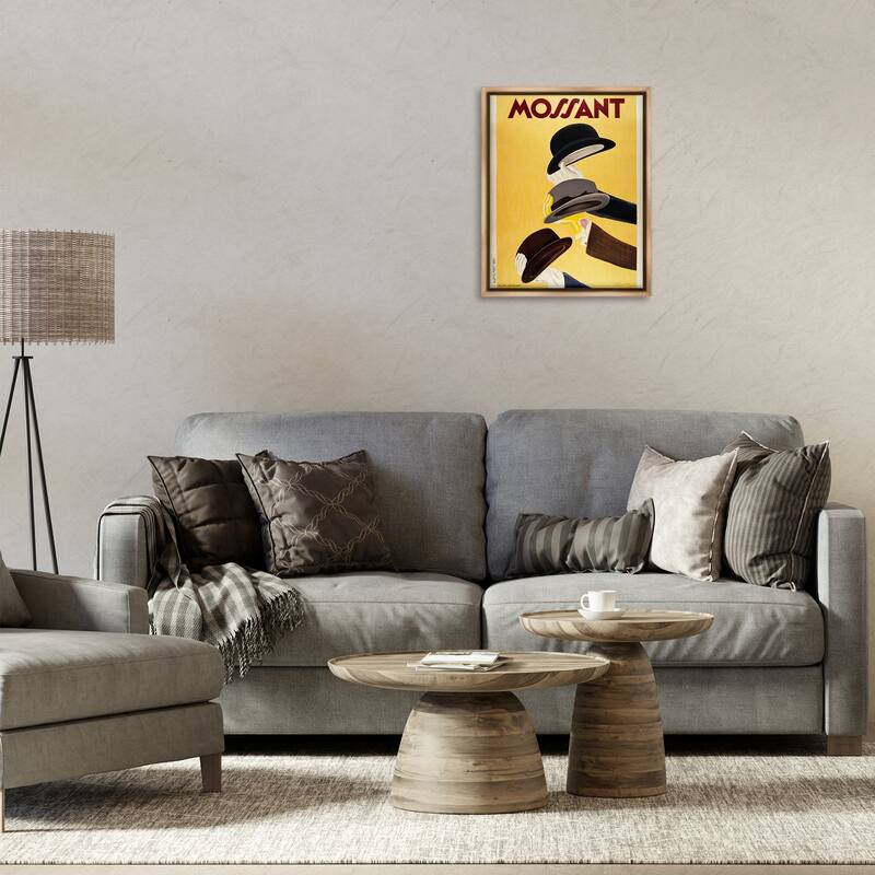 Stupell Vintage Top Hat Advertisement Framed Floater Canvas Wall Art Design By Marcus Jules