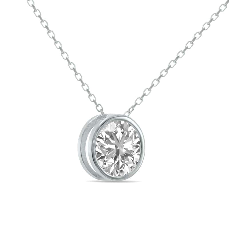 Marquee Certified 1.50 Carat Lab Grown Diamond Bezel Pendant in 14K White Gold