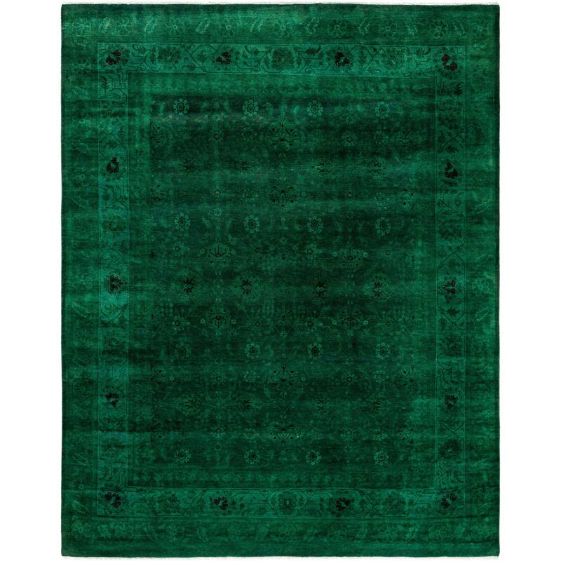 Overdyed One-of-a-Kind Hand-Knotted Area Rug - Green - 8' 4" x 10' 4"