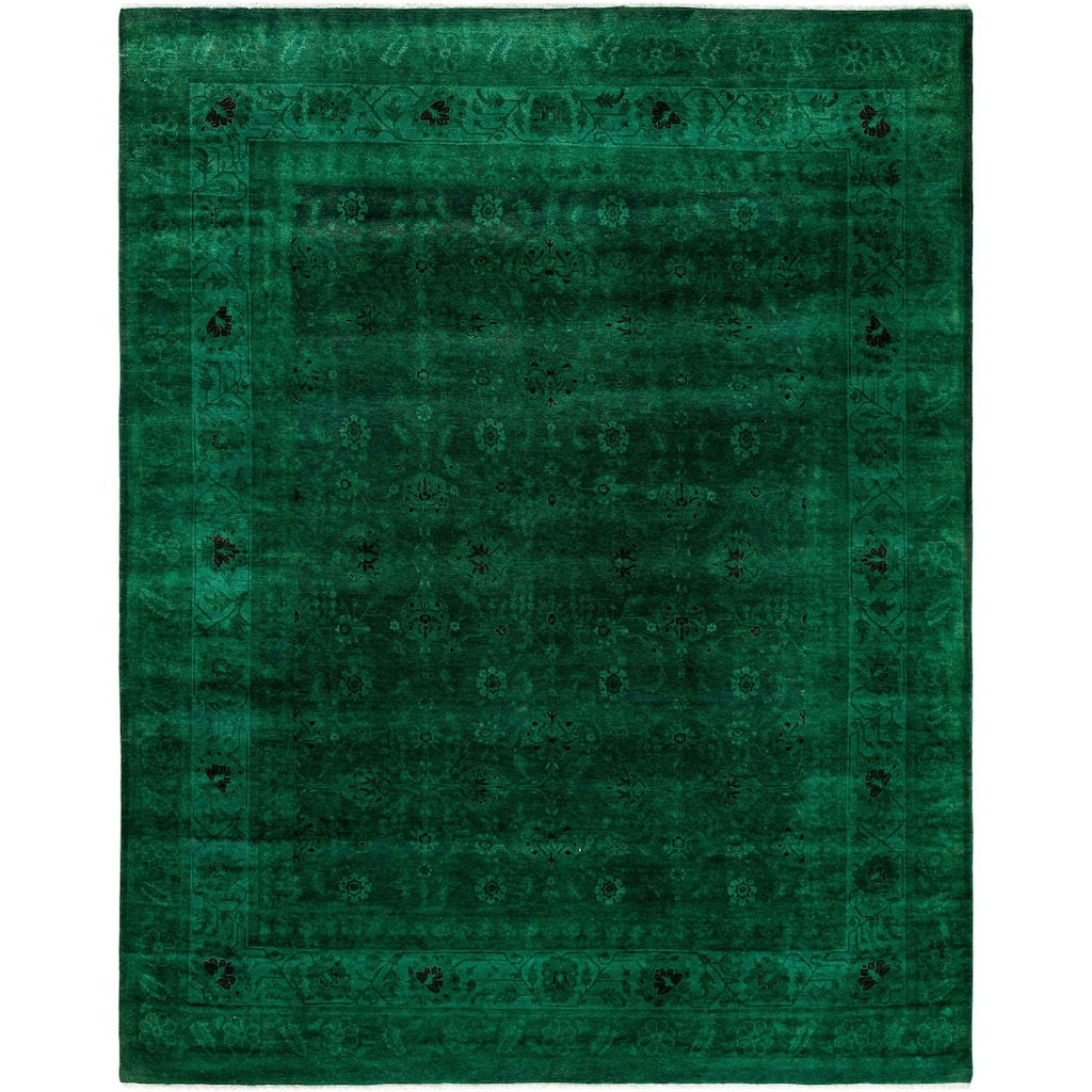 Overdyed One-of-a-Kind Hand-Knotted Area Rug - Green - 8' 4" x 10' 4"