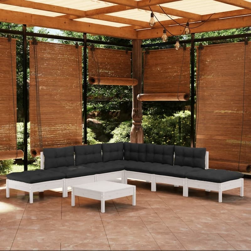 vidaXL Solid Pinewood Patio Lounge Set 8 Piece with Cushions Multi Colors - 25" x 25" x 24.6"