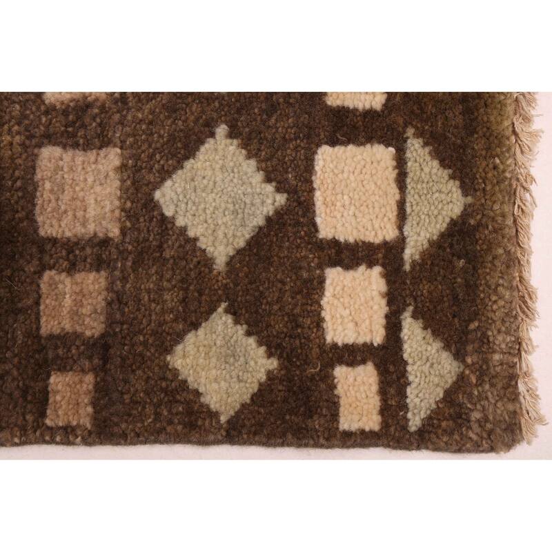 ECARPETGALLERY Hand-knotted Tangier Dark Brown Wool Rug - 8'0 x 9'11