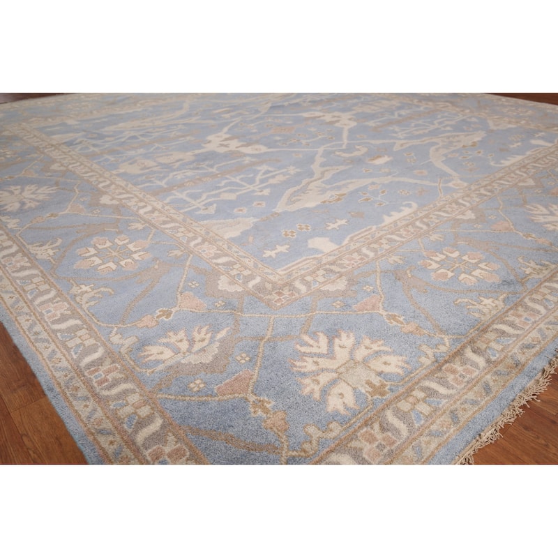 Floral Oushak Large Square Rug Handmade Wool Carpet - 11'11"x 12'2"