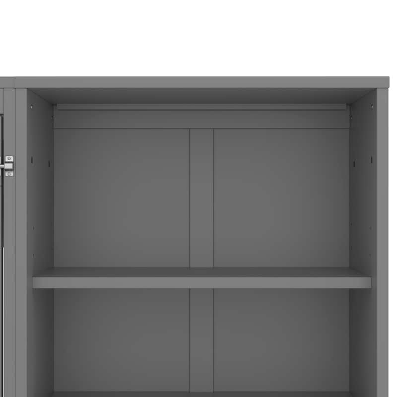 Queen Size Foldable Murphy Bed with Drawer and Adjustable Storage Compartments