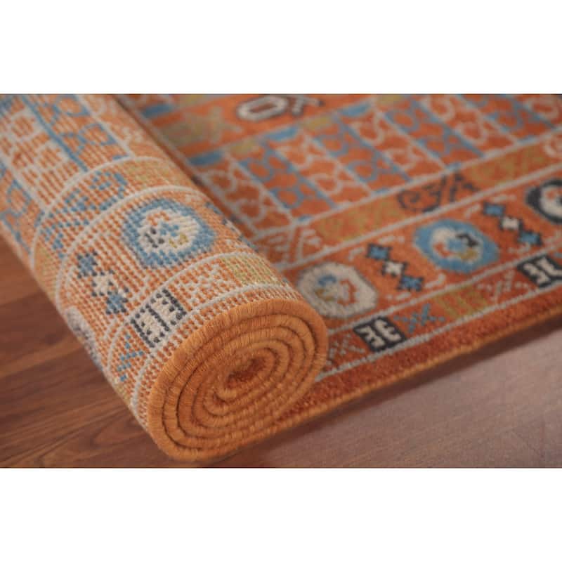 Orange Transitional Khotan Runner Rug Hand-Knotted Wool Carpet - 2'6"x 8'0"