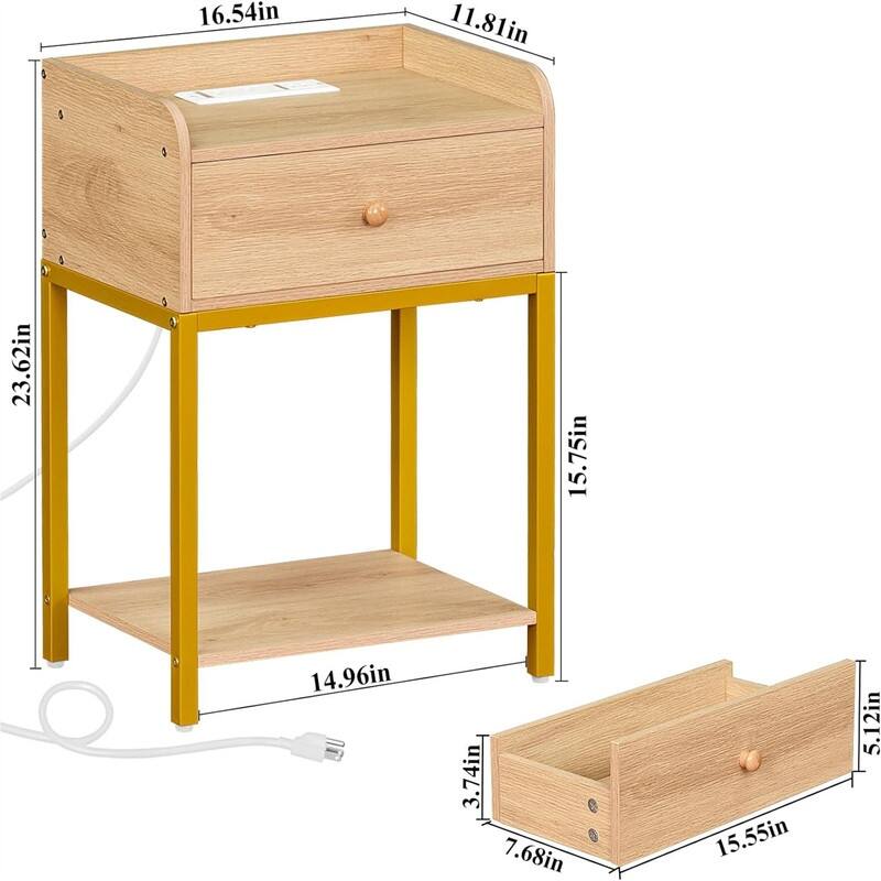 Nightstands Set of 2 with Charging Station and USB Ports