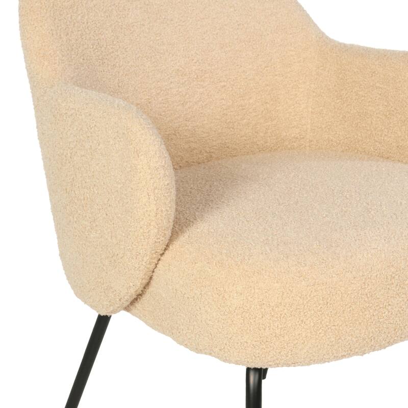 Furnish Theory Nordic Comfort Dining Armchair Arm Chair w/ Various Boucle Fabric Upholstery Covers & Steel Leg Finishes