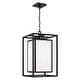 preview thumbnail 1 of 2, 12.50"W x 22"H 1-Light Outdoor Modern Square Rectangle Hanging Lantern in Black with Soft White Glass - 12.5"W x 22"H 12.5"W x 22"H - Black