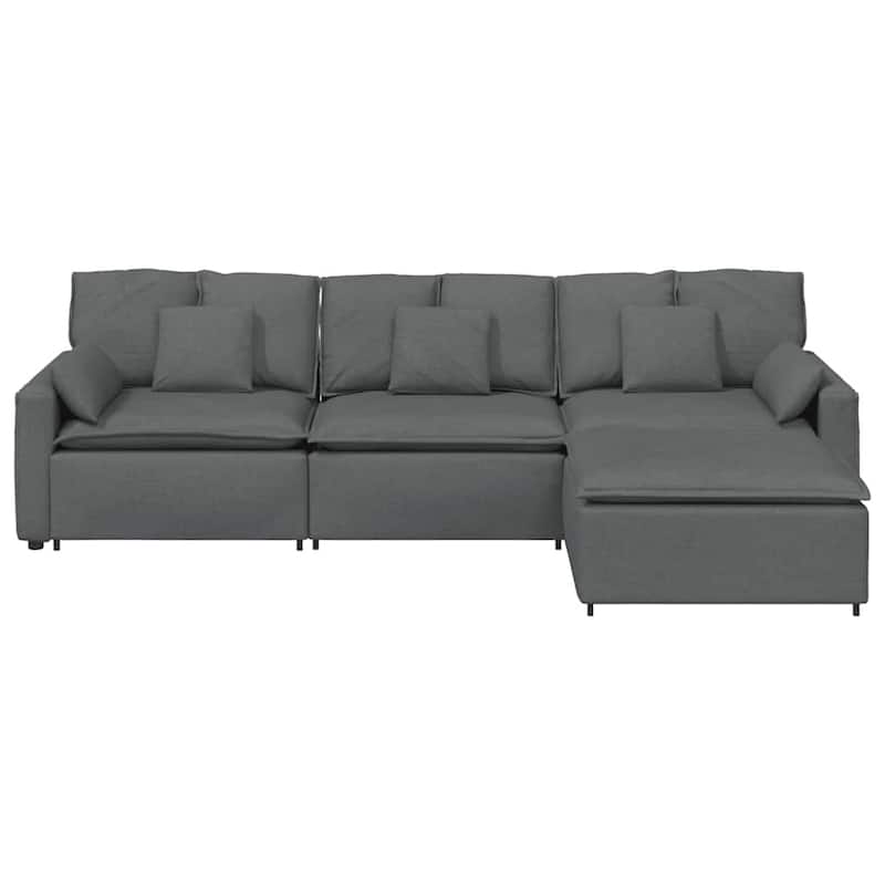vidaXL Modular Sofa with Footstool and Cushions Dark Gray - 127.6" x 80.7" x 25.2"