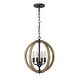 preview thumbnail 4 of 2, Modern Rustic Wooden 4 Light Mini Circle Orb Pendant