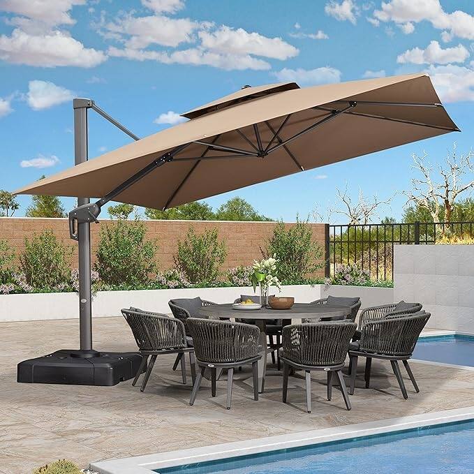 PURPLE LEAF Patio Cantilever Umbrella with 360 Degree Rotation
