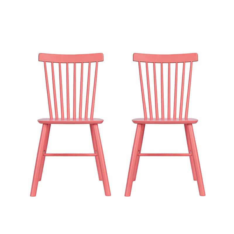 Rubberwood Dining Chairs with Slatted Back - 19.5"L x 19.5"W x 36.0"H - Pink