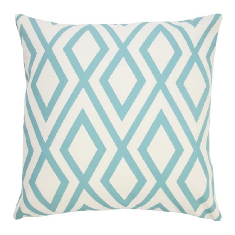 HomeRoots 20" Aqua and White Geometric Indoor Outdoor Throw Pillow - 20