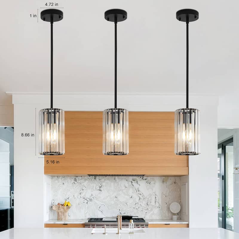 3-Pack Modern Crystal Pendant Lights for Dining Room, Bedroom, Foyer and Hallway