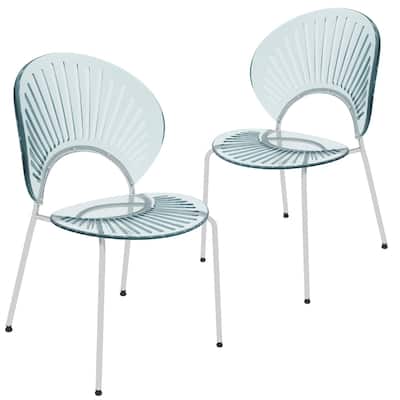 Opulent Plastic Dining Side Chair With Chrome Base Set of 2