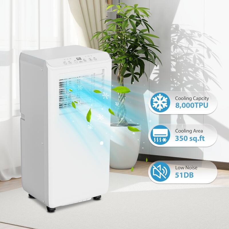 8000Btu Portable Air Conditioner, Cools Rooms up to 350 sq. ft
