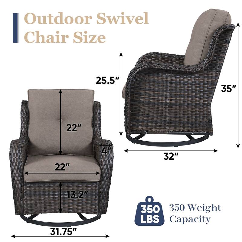 Pocassy PE Wicker Rocking Chair Swivel Chairs Glider Chair
