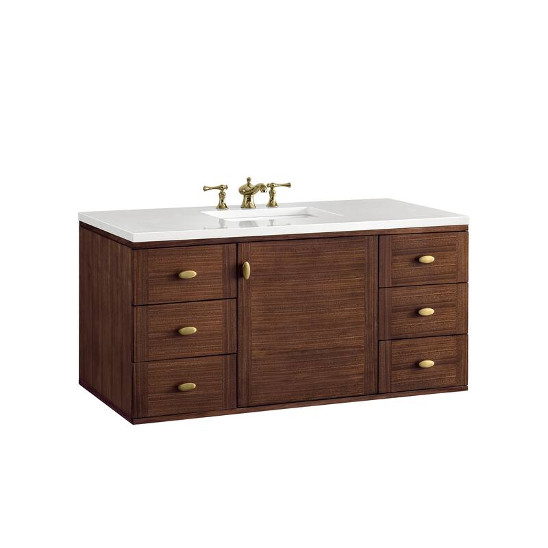 James Martin Vanities Amberly 48" Single Vanity, Mid-Century Walnut