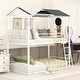 preview thumbnail 20 of 25, Twin over Twin Metal Bunk Bed with Half Roof, Guardrail, and Ladder, Premium Steel Slats Support, Ideal Kids' Furniture