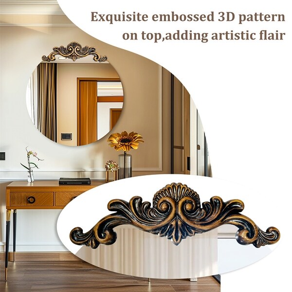 Round Frameless Vintage Baroque Mirror Circular Ornate Wall Glass