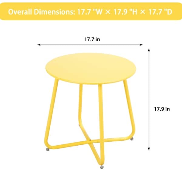 dimension image slide 8 of 12, Clihome Weather-resistant Outdoor Steel Round Side Table