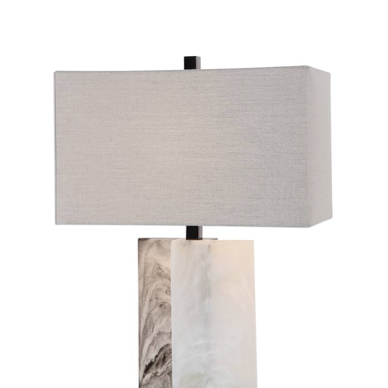Silhouette Slabs Table Lamp with Gray Rectangle Shade - 26.25" - White