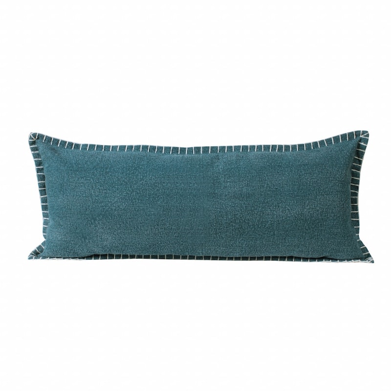 HomeRoots 14" X 36" Emerald Green 100% Cotton Zippered Pillow