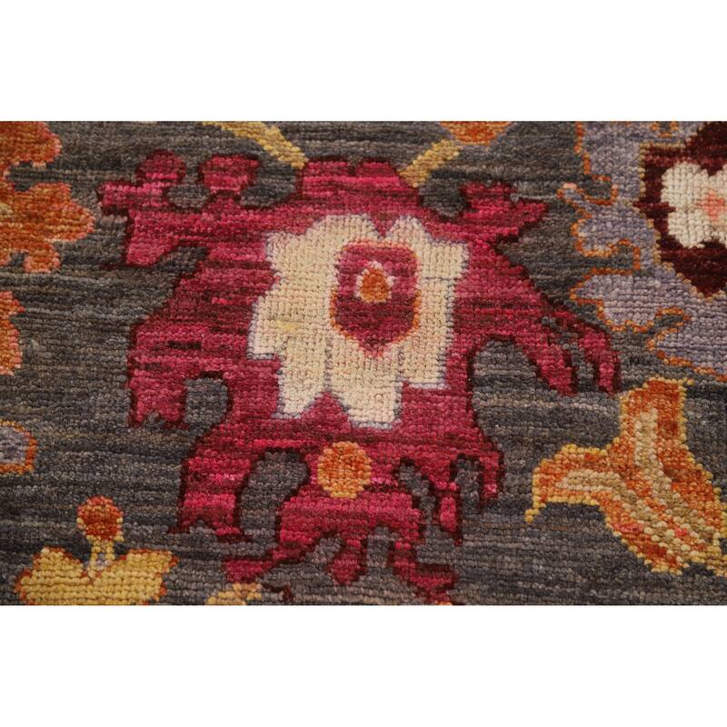 Hand Knotted Oriental 100% Wool Carpet Transitional All-Over Greys & Charcoal Oushak Area Rug - 9' 11'' X 8' 2''