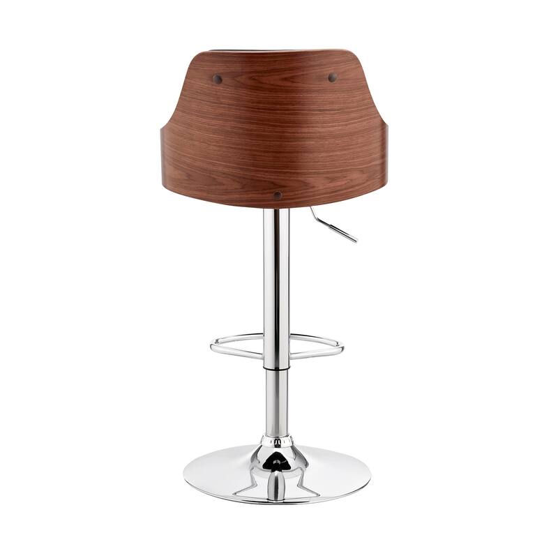 Asher Adjustable Faux Leather and Metal Bar Stool