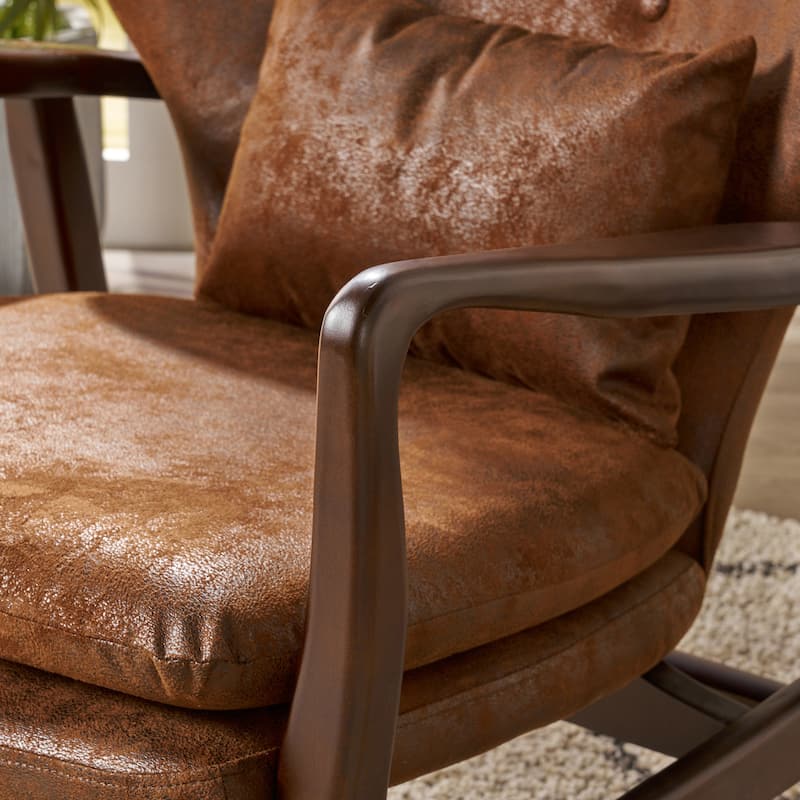Mid-century Modern Club Chair, Upholstered Armchair With Birch Wood Legs