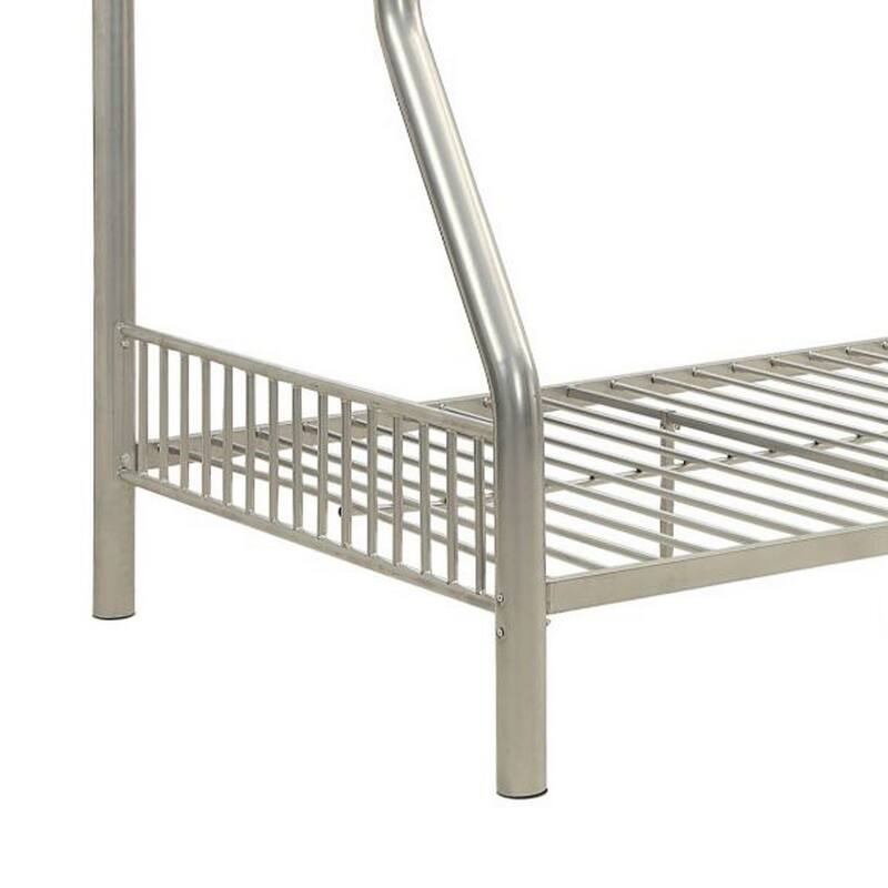 Metal Twin/Full Bunk Bed, Silver