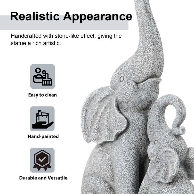 Glitzhome 18.25''H Resin Mother and Baby Elephant Statue
