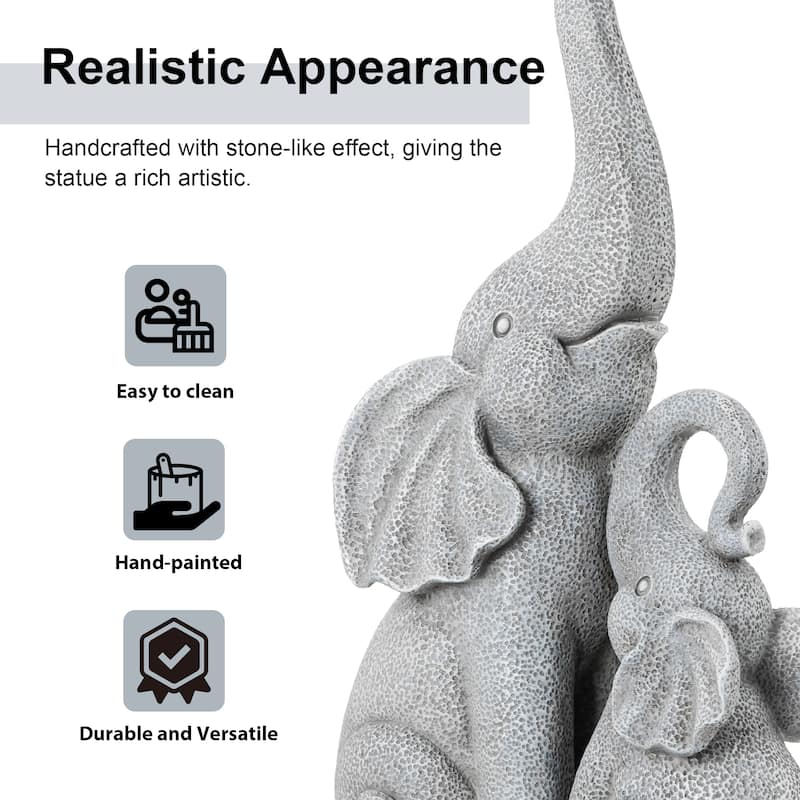 Glitzhome 18.5"H Outdoor Elephant Fountain or Statue for Patio, Yard, Porch Decor