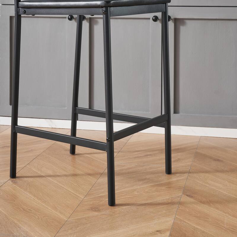 Bar Table Set of 2 with Footrest, Kitchen Dining Table with 2 Upholstered Chairs
