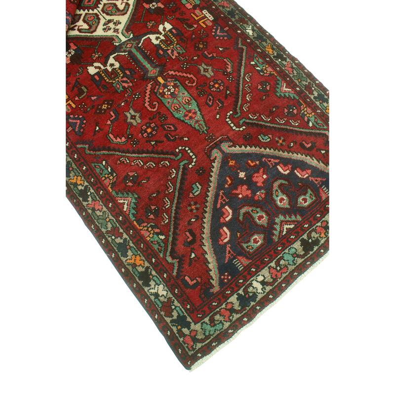 Noori Rug Fine Vintage Distressed Joey Burgundy/Ivory Runner - 3'5" x 8'11"