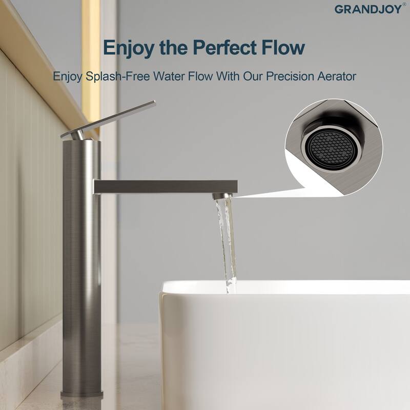 GRANDJOY 2-Pack High-Arc Bathroom Vanity Faucet, Single Hole Installation