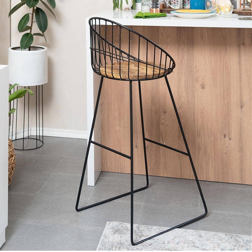 Madeleine Home Astrid Black Bar Stool - 20" Length x 20" Width x 41" Height