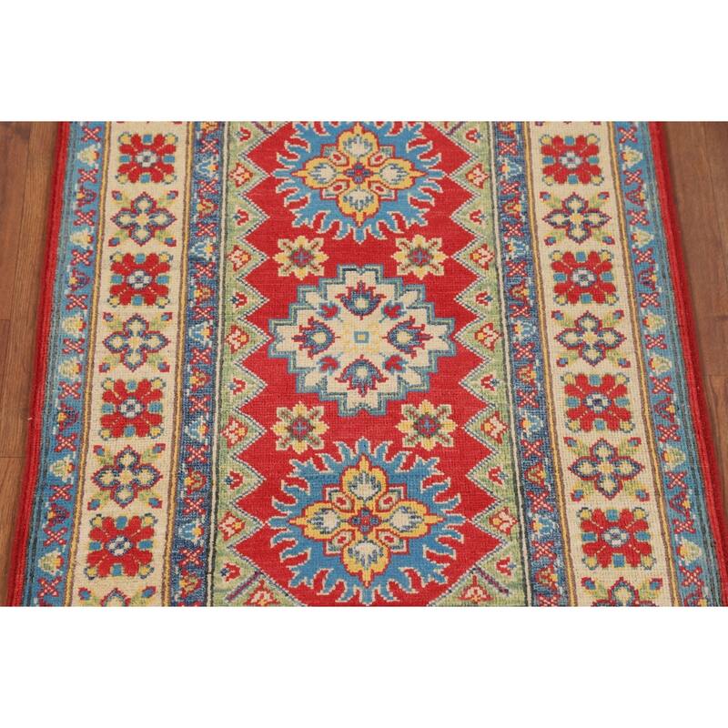 Red Traditional Kazak Rug Handmade Wool Carpet - 2'9" x 4'0"