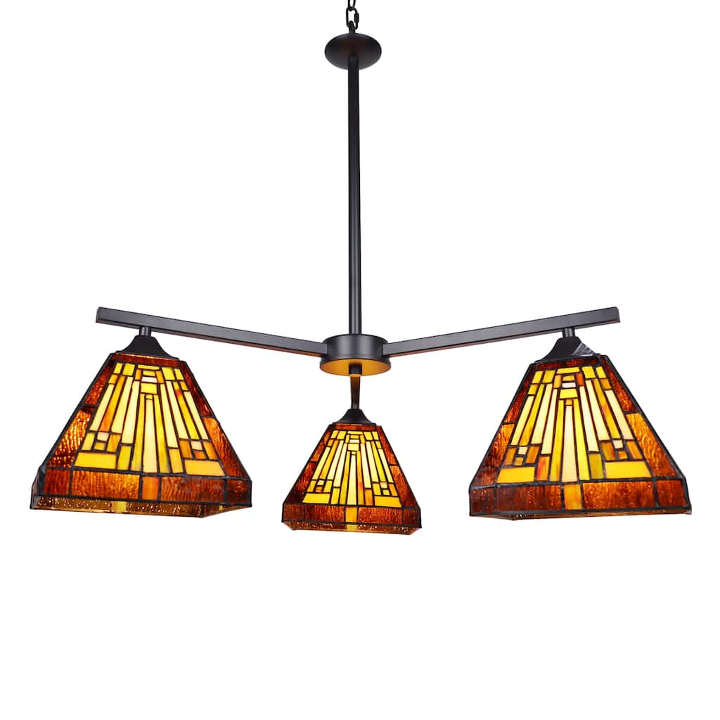 Tiffany-Style Mission Design 3-light Blackish Bronze Chandelier
