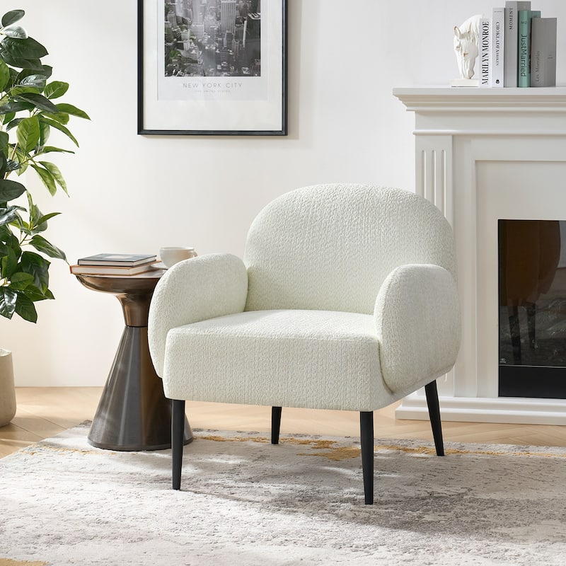 Abe Modern Boucle Accent Chair with Adjustable Metal Legs by HULALA HOME