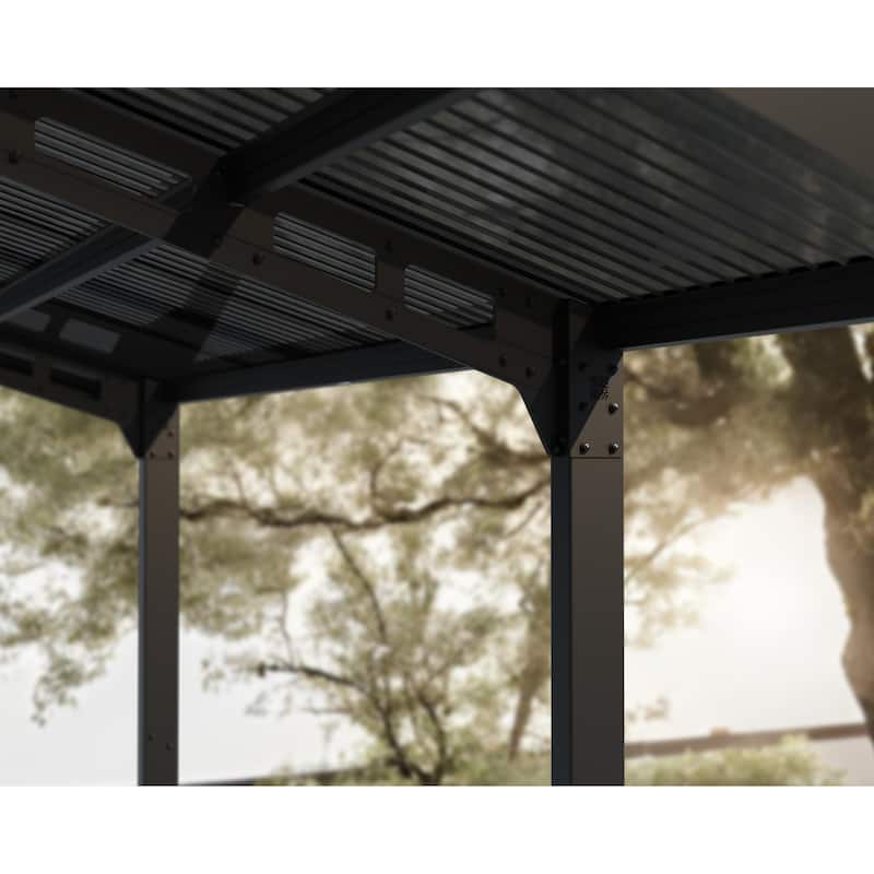 Sydney 10 ft. Wave Single & Double Carport Kit - Black Structure & Corrugated Solar Grey Panels