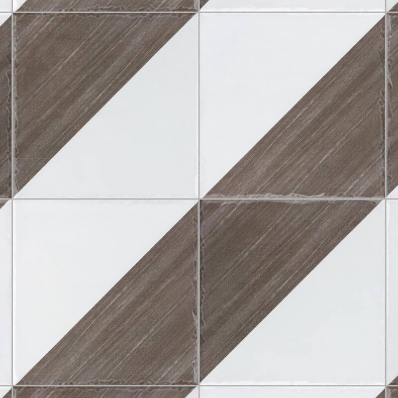 Merola Tile Triangle Rustique Glossy Brown 6" x 6" Ceramic Wall Tile