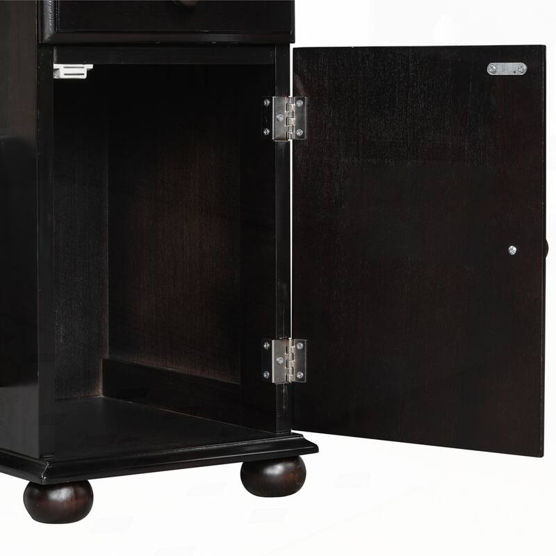 End Table Flip Top Side Table with USB Ports and Bookshelf