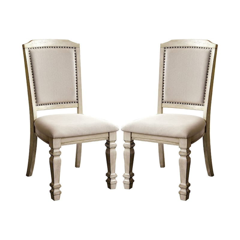 Set of 2 Dining Side Chair in Antique White and Ivory Finish