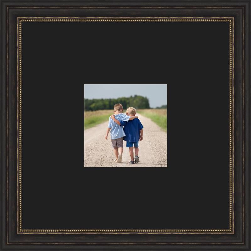 Accent Bronze Narrow Framed Picture Frame, Photo Frame - 20x20 Matted Black 8x8